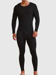 Men's Ultra-Thin Thermal Underwear Set, Seamless Self-Heating Skin-Friendly Undershirt, Autumn/Winter Men's Base Layer, Hyaluronic Acid Autumn Warm Set, Men's Ultra-Thin Thermal Base Layer