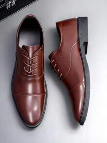 男士棕色系带正装皮鞋 - 适合婚礼、商务、毕业典礼及休闲场合的正式真皮正装鞋 - 棕色 - 查看 8