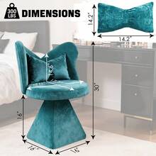 Vanities & Vanity Benches - Blue + Fabric - View 7