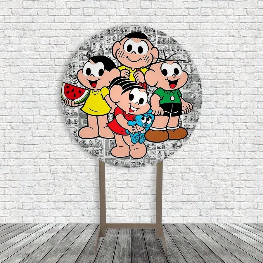 Kit Capa Painel de Festa Redondo e Trio Capas de Cilindros Tema Gibi Quadrinhos Turma - APENAS Painel Redondo 083 - Visão 1