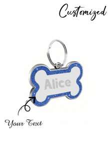 1 pieza Colgante de Placas de Identificación Personalizadas para Perros, Colgante de Identificación Personalizado para Gatos, Perros, Cachorros y Mascotas, Etiqueta de Collar Colgante, Accesorios para Mascotas, Colgante con Hueso y Brillo, Regalo Perfecto para la Decoración Navideña de tu Mascota, Elegante, Contratado, Lindo, Adorable, de Moda, Colorido y Único