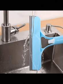 1pcs 3-In-1 Bathroom Glass & Mirror Cleaner With Spray & Squeegee - 淺藍色 - 查看 3