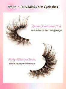 Rikuaild 5 Pairs Fluffy Brown False Eyelashes, Transparent Eyelash Stems, Invisible Eyelash Bands, Natural Criss-Cross Curly Cat Eye Lashes, Fox Eye Effect Faux Mink Lashes, Suitable For Daily Makeup, Christmas Gift - 眼尾拉長款 - 查看 4
