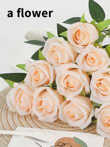 12pcs Romantic Roses Artificial Flowers-Declaration Of Love Rose Flowers With Long Stems Silk Flowers For Valentine's Day,Bridal Wedding Bouquet Centerpices Decorations Party Home&Living Decor - Multicolor - View 7