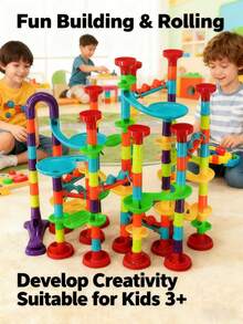 1pc/Lot Random Color Trajectory Ball Sliding Blocks, 3d Puzzle Building Blocks, Great For Christmas/Halloween/, Creative/Novelty Toys And Stress Relief Toys,Marble Run,Marbles,Educational Toys,Kids Tunnel,Fun Run,Ball Puzzle,Marble Run,Marbles,Ball - Orbital ball building blocks - View 3