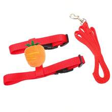 1 قطعة سير أرنب قابل للتعديل، صدرية أرنب بتصميم نقش الجزر، صدرية أرنب بأذن الدب الجميلة، سير وصدرية للحيوانات الأليفة الصغيرة والأرانب، مناسبة للحيوانات الأليفة الصغيرة مثل الأرانب والقطط والجراء وخنازير غينيا والخفافيش، أطواق وأساور للحيوانات الأليفة الصغيرة، صدريات مع أساور قابلة للتعديل - الأحمر - مشاهدة 3