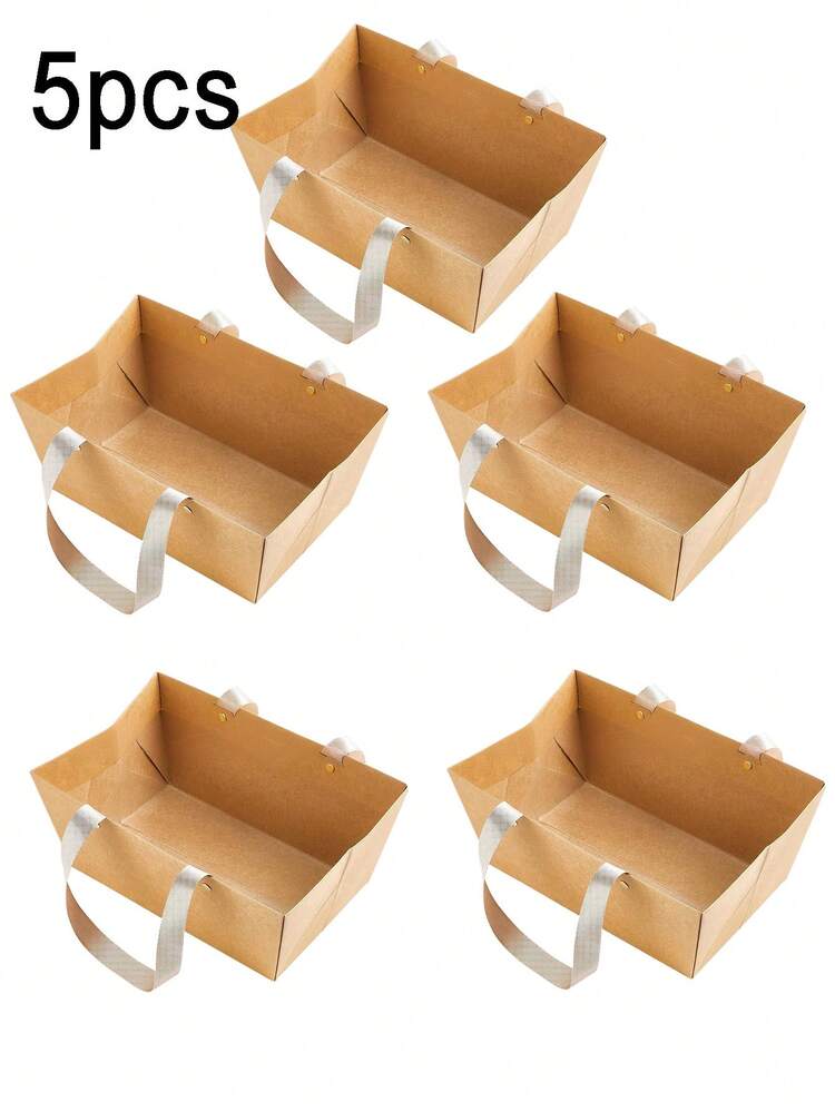 10pcs Kraft Paper Baskets, Kraft Paper Gift Baskets With Handles, 9.8 X 6.5 X 4.3 Inches - Gift Wrapping, Weddings, Parties, Easter, Valentine's Day, Suitable For Various Holiday Gifts - Multicolor - View 11