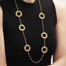 Autumn And Winter Versatile Stainless Steel Sweater Chain Large Circle Two-Tone Design European And American Simple Personality Long Non-Fading Sweater Coat Elegant Accessory - P932-鋼色項鍊81+5cm - 查看 3