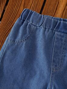 2pcs Baby Girls Cherry Embroidery Long Sleeve Top And Long Denim Pants Set - Multicolor - View 8