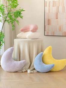 Soft & Cute Crescent Moon Shaped Plush Decorative Pillow, Suitable For Placing In Living Room, Bedroom, Office And Other Spaces. An Excellent Gift For Family And Friends. - Yellow - View 4