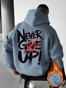 GRDR Men's Autumn/Winter Letter Slogan & Scratch Print Casual Loose Fit Hoodie Sweatshirt - Baby Blue - View 10