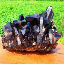 1pc Black Crystal Cluster Crystal - Bohemian Style Mineral Specimen With Earthy Brown To Clear Gradient, Raw Unpolished For Home Decor, Jewelry Making & Unique Holiday Gifts, Authentic Mineralogy, Earthy Aesthetic, Handpicked Stone - Black - View 3