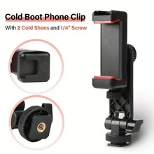 DSLR Camera To Smartphone Monitor Adapter, Low Angle Viewfinder, Hot/Cold Shoe Mount, Smartphone Clip Holder Accessory, Compatible With Canon, Nikon Cameras - Black - View 2