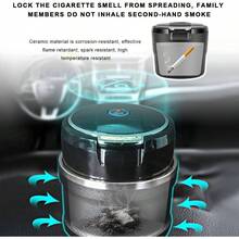 Car Ashtray With Lid, Detachable Auto Smokeless Ash Tray With Blue, Portable Ashtray Vehicle Cup Holder And Vent Home Office, Interior Car Accessories Black Golden - Black & Rose Golden - View 7