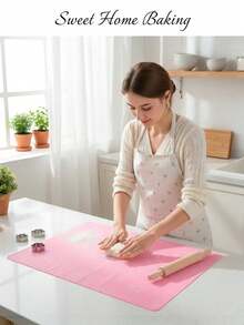 Estera de amasar de silicona, estera de masa gruesa antideslizante, herramienta de hornear, estera para amasar, tabla para pasteles para uso doméstico - Rosa Pálido - Ver 8