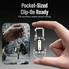 Portable Rechargeable Bright Keychain Flashlight Phone Charger, 1200 Lumens Waterproof Mini EDC Compact Keychains Flashlight, LED USB Torch Light With 7 Modes Type-C For Outdoor Camping (2pcs) - 1pc - 查看 4