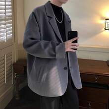 2025 Spring/Autumn Men's New Arrivals: A Light, Mature, And Bad-Boy Style, This Solid Casual Suit Features A Korean-Style Loose Silhouette And A British-Style Short Jacket. This Popular Item Is Perfect For Spring And Autumn Commutes, Cafe Meetings, Small Get-Togethers With Friends, Everyday Outings, And Exploring. Its Soft, Luxurious Texture Makes It Versatile And Suitable For A Variety Of Occasions. - Màu xám đen - Xem 5