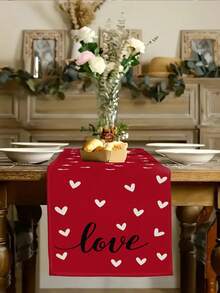 1件情人节心形图案桌旗，情人节家居装饰桌旗，室内/室外派对用品，房间装饰，适用于情人节家居厨房装饰和圣诞派对装饰 - 彩色 - 查看 6