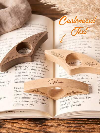 Personalized Thumb Book Page Clip, Customizable Name Bookmark, Thumb Reading Wooden Ring, Handmade Book Lover Gift, Christmas Gift, Anniversary Gift, Birthday Gift, Reader Gift, Customized Bookmark, Book Lover Gift, Book Accessories, Floral Book Page Clip, Name Bookmark, Friend Gift, Unique Book Gift, Thumb Book Stand, Christmas Gift