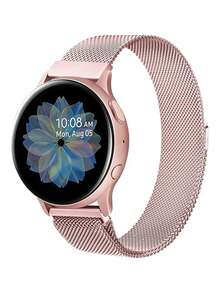 20mm Stainless Steel Mesh Band Compatible With Samsung Galaxy Watch 3 41mm/Galaxy Watch 42mm, 40mm 44mm Metal Band Compatible With Samsung Galaxy Watch Active 2/Galaxy Watch Active - Rose Powder - View 2