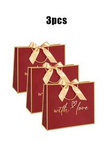 1 pieza Bolsa de regalo con forma de corazón, bolsa de regalo de papel con decoración de lazo, bolsa plegable y ligera, viene con cinta, perfecta para regalos de cumpleaños, bodas, Año Nuevo, Día de San Valentín, aniversarios, Día del Maestro