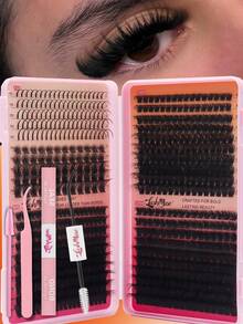 1BOX/2BOXES 640PCS/1280PCS Lash Cluster Set, Individual Cluster Lashes, D/DD Curl 0.35-0.63inch Effect DIY False Lashes, 50D+60D+80D+100D/50D+80D+100D+120DD Mixed Density, Natural Fluffy & Thick, 0.07mm Mink-Like Hair, Includes Eyelash Glue, Tweezers & Brush, For Christmas, Halloween, Party, Daily Wear, Essential Beauty Tools, Beauty & Health, Festive Glam Beauty, Eye Lash Clusters, Individual Eyelashes, Lashes, Fake Lashes - 黑色 - 查看 2