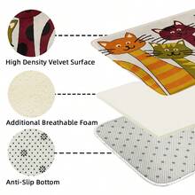 1件装柔软毛绒猫咪图案浴室地垫，防滑地毯，厨房装饰，玄关地垫，家居装饰，缓解疲劳，经典奢华设计 - 彩色 - 查看 5
