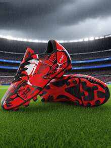 Zapatos de fútbol, entrenamiento de fútbol, zapatos de senderismo con diseño de lengua asimétrica de color asimétrico, patrón de camuflaje, transpirables y cómodos para adolescentes y estudiantes