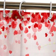 1pc/4pcs Romantic Valentine's Day Themed Shower Curtain Set, Includes Gnome, Heart, "Happy Valentine's Day", Plaid Background, "LOVE" Text Design Shower Curtain, Bath Mat, Toilet Seat Cover, 12 Hooks, Machine Washable, Artistic Design, Suitable For All Seasons, Valentine's Day Shower Curtain, Bathroom Decor - Multicolor - View 10