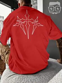 Oversized Gym Cross Streetwear Gothic Urban Style T-Shirt 3258 NERD VEST - Red - View 6