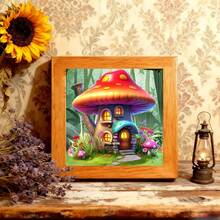 1pc 5D Diamond Painting Kit - "Mushroom Fairy Tale House In The Forest: Elves' Dreamland" - Large Size Full Diamond Art DIY Diamond Painting Set, Frameless Mosaic Full Round Acrylic Diamond Art DIY Diamond Painting Set, Ideal Home Decor Gift For Home And Office Desk - Multicolor - View 3