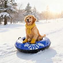 Snow Tubes Sledding, 40" Inflatable Heavy-Duty Snow Tube, Thick PVC Snow Sled With Hard Bottom & Handles, Winter Outdoor Family Fun,Blue - Blue - View 2