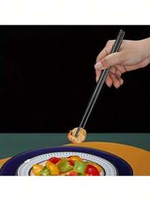 5 Pairs High Quality Stainless Steel Chopsticks - Non-Slip, Reusable Korean And Japanese Style Food Sticks For Sushi, Snacks Etc. - Durable Kitchen Utensil Set - Black - View 3