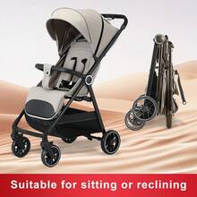 Lightweight Baby Stroller, Foldable Stroller, Widened Sunshade With Zipper, One-Touch Collection, Adjustable Backrest, Breathable Mesh, Easy To Carry, Suitable For Travel - Khaki - View 2