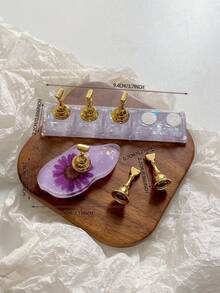 亚克力极光彩虹色矩形钻石形状美甲展示架，树脂水晶珠水钻复古韩国花朵激光 DIY 家居和户外女士母亲姐妹妻子女友婚礼美甲沙龙美容情人节使用