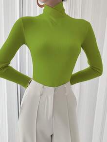 Áo lót nữ cổ chéo dệt kim màu trơn, thích hợp mặc công sở, hàng mới về mùa xuân, phong cách thường ngày. - màu xanh lá - Xem 4