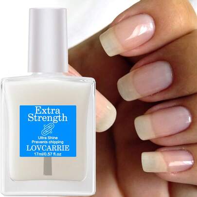 LOVCARRIE 圣诞礼物，专业级指甲硬化剂 - 瞬间增亮强韧，无需/不含紫外线灯，天然配方，不含酒精或烘烤，持久光泽，适用于脆弱、易断裂指甲的指甲强化剂