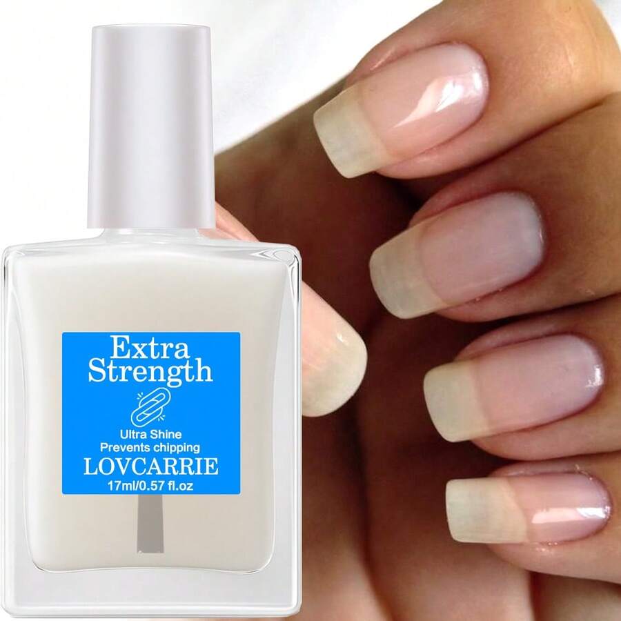 LOVCARRIE 圣诞礼物，专业级指甲硬化剂 - 瞬间增亮强韧，无需/不含紫外线灯，天然配方，不含酒精或烘烤，持久光泽，适用于脆弱、易断裂指甲的指甲强化剂