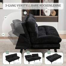 Modern Chenille-Zweisitzer Mit Ergonomischem Design, Luftdurchlässiger Sitzfläche, Verstellbarer Rückenlehne Und Armlehnen Sowie Metallbeinen Für Optimalen Comfort Und Stabilität. - Black - View 3