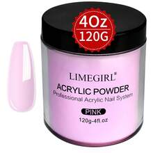 LIMEGIRL 3包专业超硬亚克力美甲粉 - 4盎司/120克，大容量，适用于亚克力美甲、3D法式美甲、美甲延长和雕刻，透明、白色、粉色 - 彩色 - 查看 9