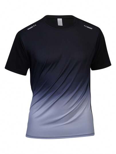 Camiseta deportiva de verano para hombres, de manga corta, holgada, de secado rápido, con diseño degradado