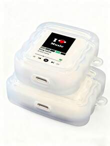 1pc Customized Bluetooth Transparent Earphone Case, Customizable Music Player With Song Title, Artist Name And Photo Personalization, Fashionable Soft TPU Earphone Box With Cute Text Design, Compatible With 1/2/3/4 Pro/Pro2