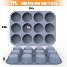 1个灰色硅胶蛋形模具，硅胶煎饼烤盘，不粘纸杯蛋糕衬垫，圆形挞模，彩色糖粒装饰，可放入洗碗机清洗 - 彩色 - 查看 2