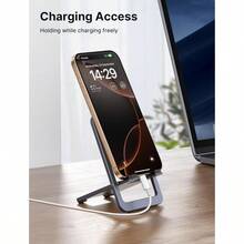 JSAUX Soporte para Celular Porta Celular Plegable Escritorio de Aluminio Base Celular con ángulo Ajustable Compatible con iPhone 15/14/13/12 Pro MAX Mini iPad  S23 S21 Redmi  Gris - GRIS - Ver 3
