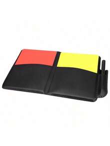 1pc Red & Yellow Football Referee Cards With Leather Case, Referee Supplies - Black - View 9