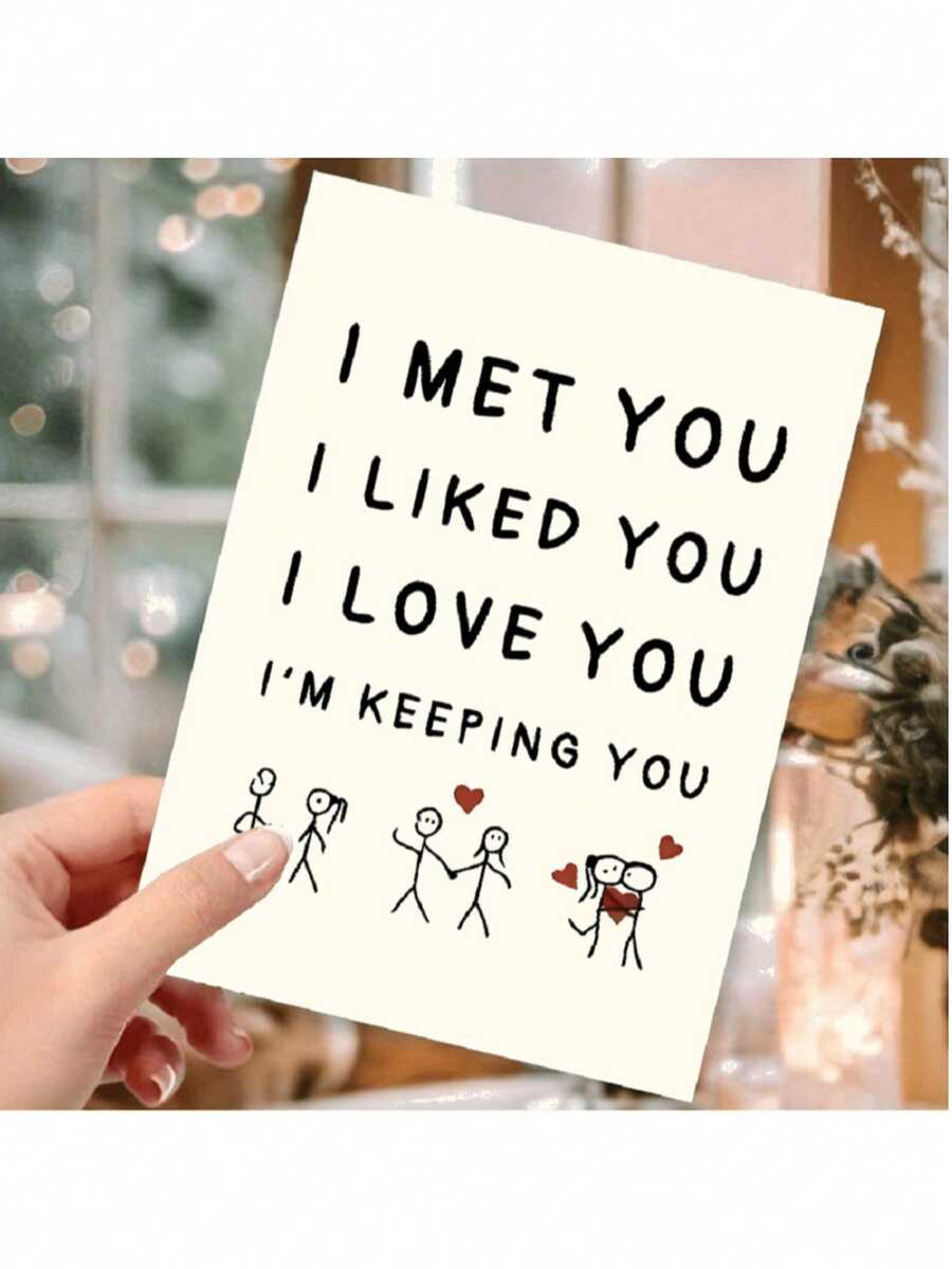 1/2 Pcs "I Like You, Love You, Keep You" Anniversary & Celebration Of Love Greeting Card - Apricot - View 1