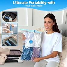 超大真空收纳袋套装,含1个手动气泵 - 节省空间,密封压缩,防尘防潮,适用于衣物和床上用品,是宿舍、衣柜和搬家的理想之选。 - 彩色 - 查看 5