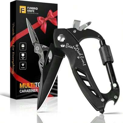 FUNBRO Regalo del Día del Padre para hombres esposos, Cuchillo multiherramienta de 6 en 1 para camping, MEJOR REGALO PARA PAPÁ EVER para abuelo, papá de hija, esposa, hijo, cumpleaños, aniversarios, herramientas geniales para hombres