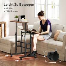 HOMCOM Height Adjustable Desk, Kitchen Table With Shelf, Wheels, Rustic Brown Computer Desk 60 X 60 X 70.5-120 Cm