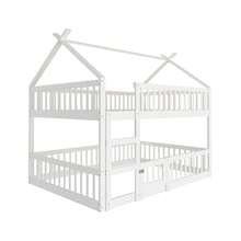 Children's Bunk Bed 140*200, Children's Bed, Bunk Bed With Ladder, Loft Design, Solid Wood Bunk Bed Frame, Grey - White + Wood + Wood - View 8